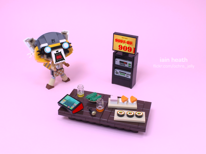 Concept models from Iain Heath’s Aggretsuko LEGO playset.